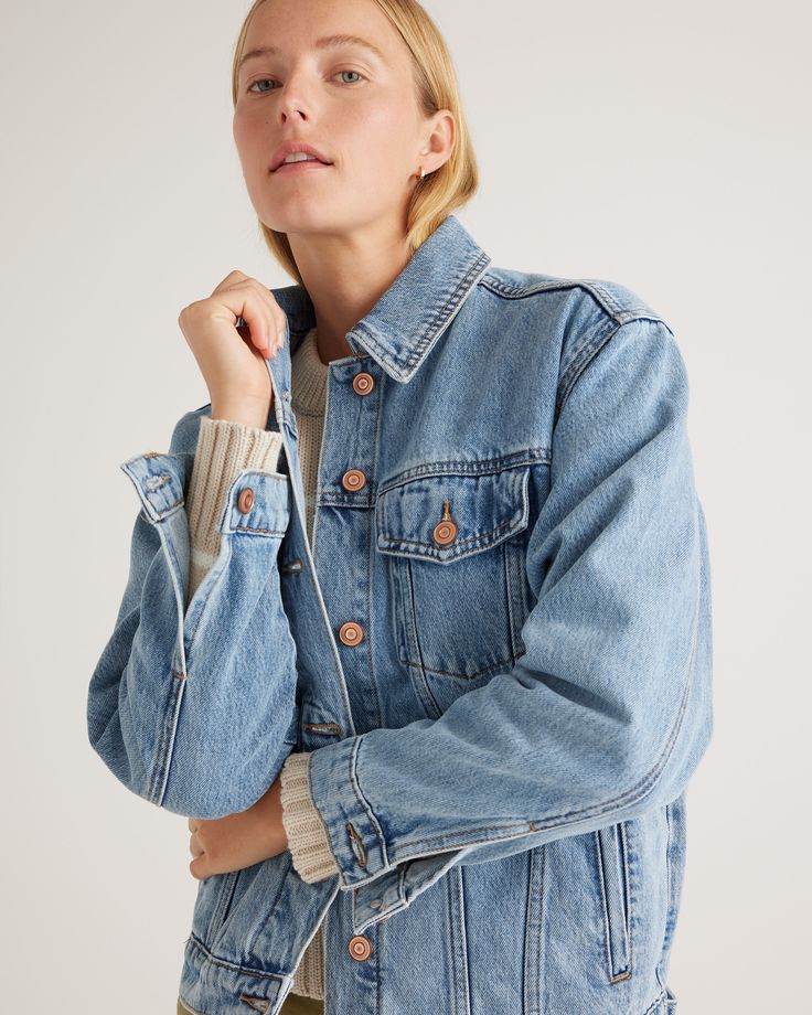 POV: when this jacket shows up and makes you forget about all your other outerwear.

Our organic cotton denim jacket is ready to be your go-to this spring—top your cozy sweaters now and your gauziest sundresses later. 

The 100% Organic Cotton Oversized Denim Jacket, always fairly priced at $59.90. Oversized Denim Jacket With Patch Pockets For Everyday, Denim Blue Cotton Utility Jacket With Flap Pockets, Washed Blue Cotton Denim Jacket With Flap Pockets, Recycled Denim Relaxed Fit Jacket For Fall, Oversized Cotton Denim Jacket With Patch Pockets, Recycled Denim Jacket With Relaxed Fit For Fall, Relaxed Fit Recycled Denim Jacket For Fall, Recycled Denim Jacket For Spring, Medium Wash Cotton Denim Jacket With Patch Pockets