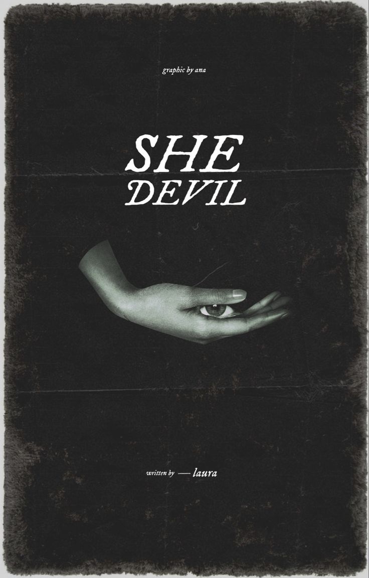 the poster for she devil shows two hands holding each other's hand, with an eye