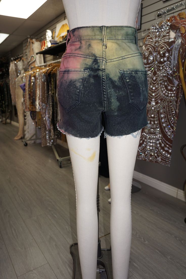 Be the hippest summer trendsetter in these multi-colored, tie-dye shorts! High waisted for optimal comfort, these denim shorts are ready to be part of your wardrobe rotation. The perfect addition to your summer look for a playful, fun style. Now let's get tie-dye-ing! Jumpsuit Jacket, Tie Dye Shorts, Leggings Sale, Maxi Gowns, Crop Top Blouse, Plus Size Jeans, Jacket Sale, Denim Top, Summer Looks