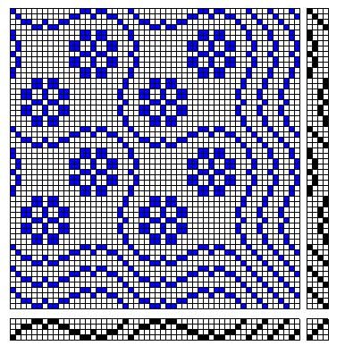 a blue and white cross stitch pattern