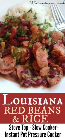 a white plate topped with red beans and rice