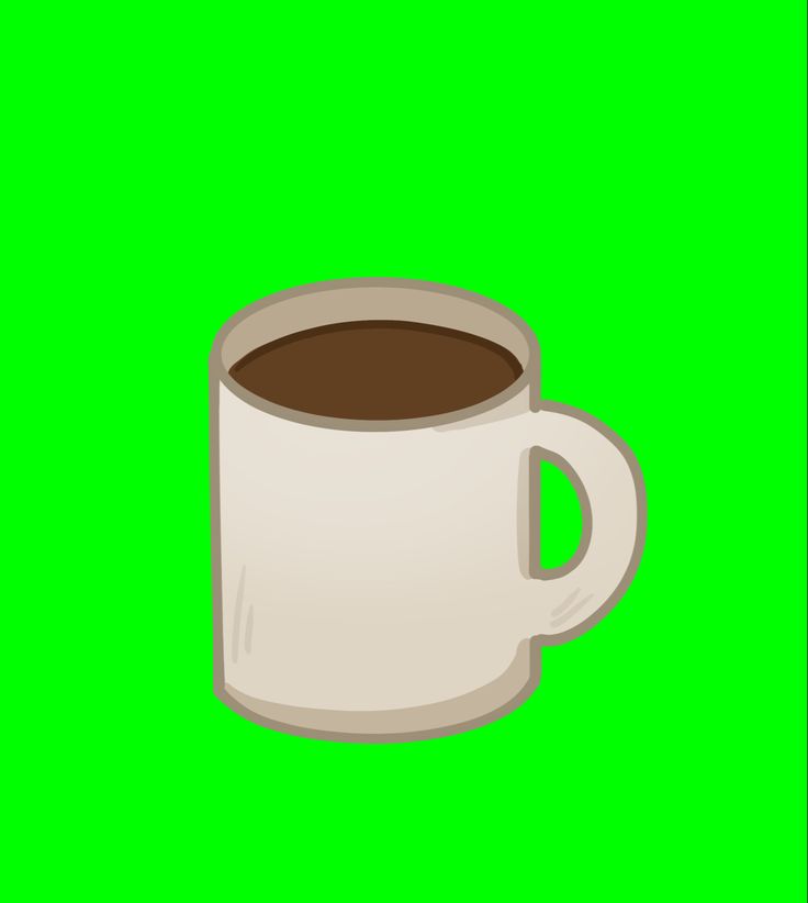 a cup of coffee sitting on top of a green screen