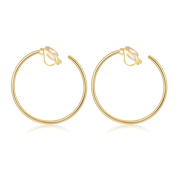 PRICES MAY VARY. ✨【Clip On Hoop Earrings】Classic half hoop design, Clip-on backing for non-pierced ears.Perfect for people who don't want to get their ears pierced. ✨【Premium Materials&Size】 Our non-pierced clip on hooop earrings are made of high quality brass,which is anti-allergic, Free of nickel, No rust, Corrosion and lasting color retention.Light weight and comfortable to wear.with the size of 1.85in*1.85in(4.7CM*4.7CM), goes well with any outfits. ✨【Considerate design】Breakthrough design,r Clip On Hoop Earrings, Ears Pierced, Earrings Classic, Trendy Fashion Jewelry, Hoop Design, Fall Fits, Gorgeous Jewelry, Gold Hoop, Pierced Ears