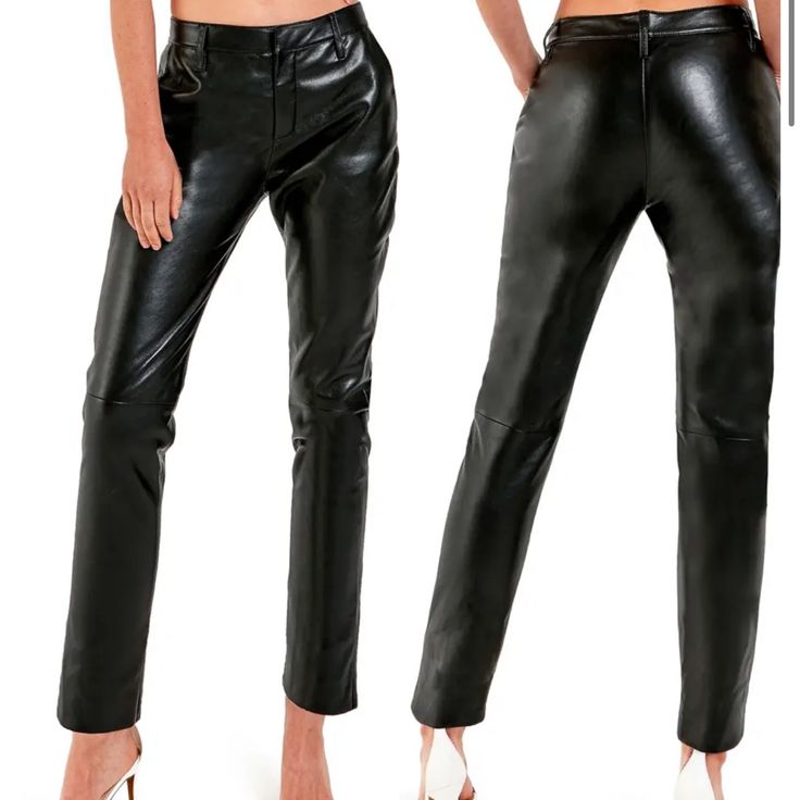 Jordan Recycled Leather Trousers Radiate Rocker Glam In A Pair Of Glossy Pants That Are Fashioned From A Sleek And Sustainable Blend Of Recycled Leather. Lined 55% Recycled Leather, 25% Polyurethane, 20% Polyester Professional Leather Clean Imported This Product Meets Nordstrom Sustainably Sourced Materials Criteria: Contains At Least 50% Sustainably Sourced Materials Leather Trousers For Evening, Fitted Leather Bottoms For Evening, Black Faux Leather Pants For Formal Occasions, Fitted Faux Leather Pants For Formal Occasions, Luxury Leather Party Bottoms, Black Formal Faux Leather Pants, Leather Bottoms With Belt Loops For Party, Luxury Leather Pants For Party, Luxury Black Leather Pants For Party