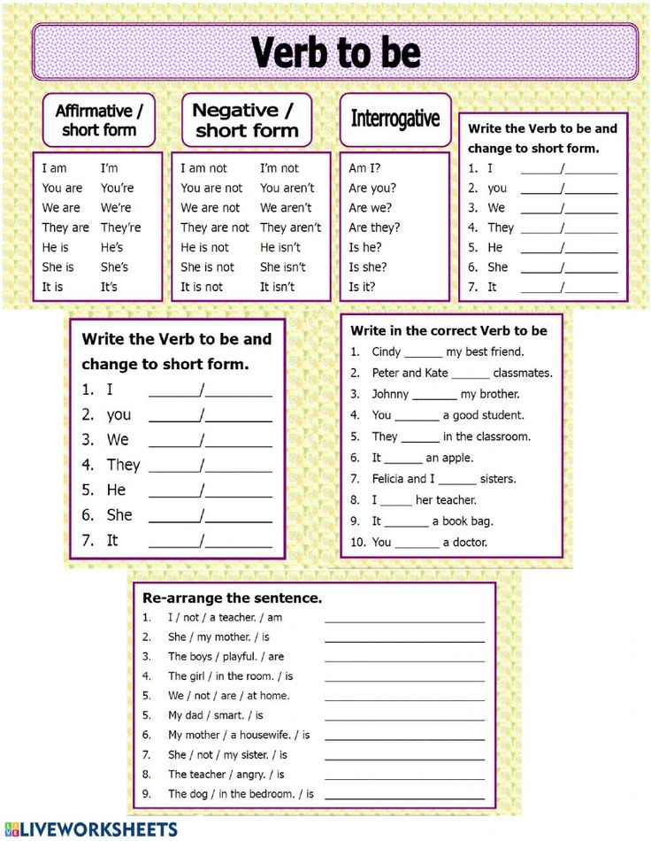 the verb to be worksheet is shown