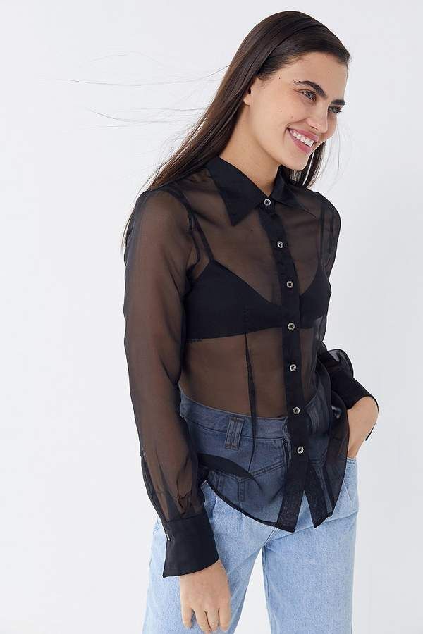 Capulet Noa Sheer Mesh Button-Down Top Queer Prom, Mesh Shirts, Women Fashion Ideas, Concept Wardrobe, White Satin Blouse, Thailand Outfit, Casual Fashion Trends, Prom 2020, Shirts Women Fashion