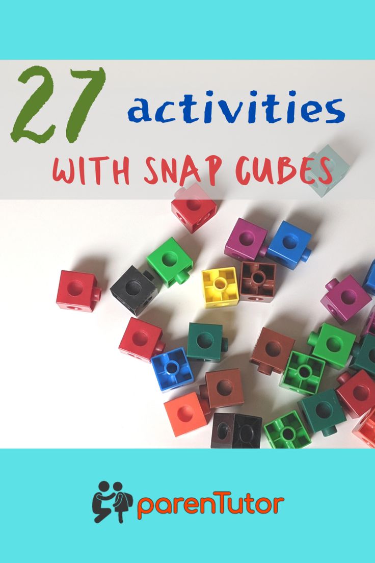 colorful lego blocks with the words, 27 activities with snap cubes