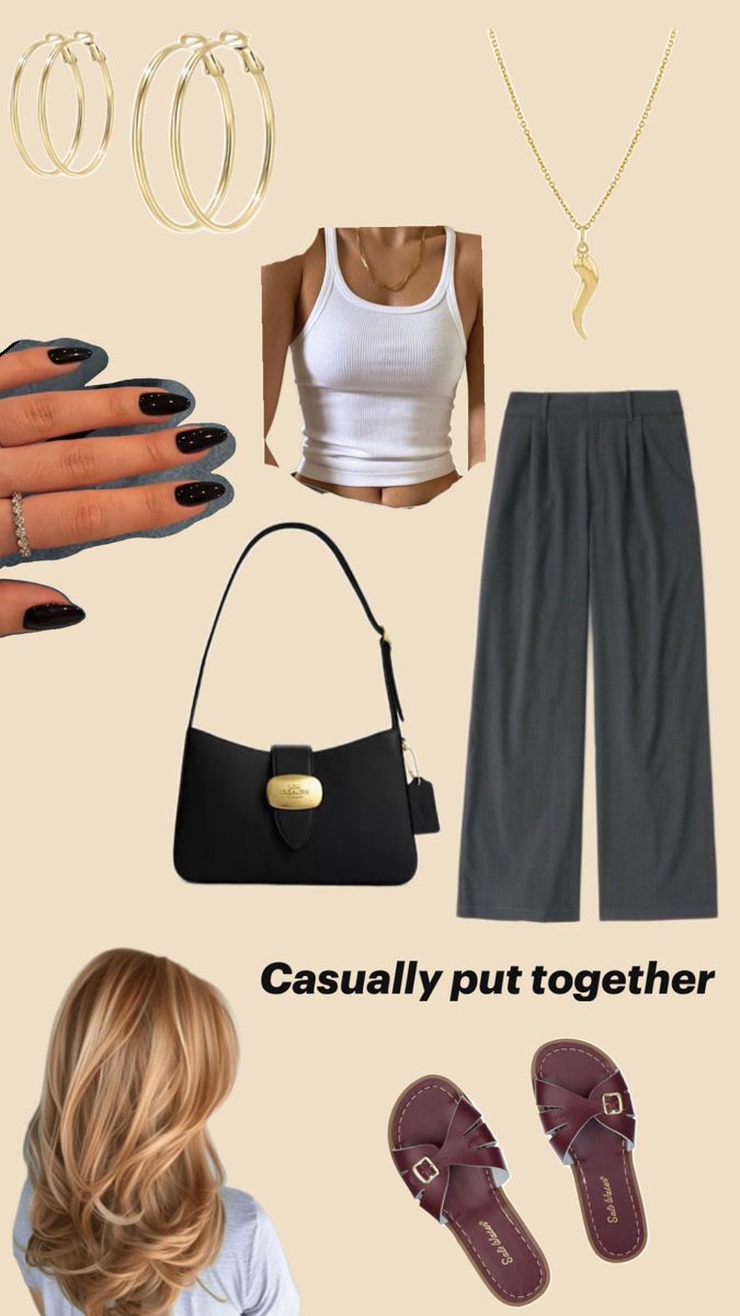 Gold hoops ( a larger pair along with another smaller set for double or more piercings) gold necklace. White top, tan pants, sandals, and a black purse to finish Mall Date Outfit, Going To The Mall Outfit, Mall Date, Mall Outfit, Fresh Girls, Date Outfit, Date Outfits, Cute Outfit, Outfit Casual