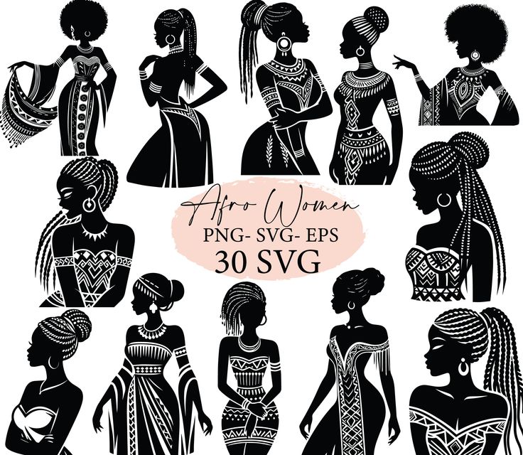 the silhouettes of african women in different styles