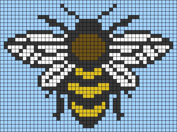 a cross stitch pattern with a bee on it