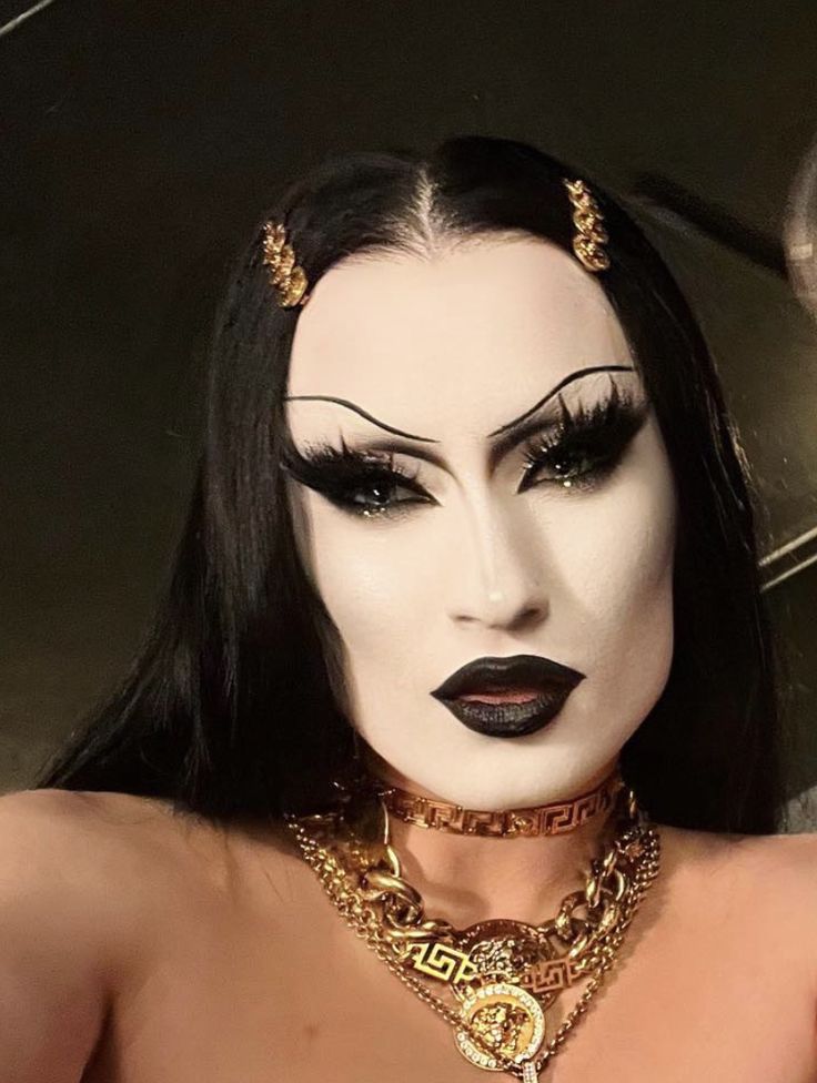 Gottmik Makeup, Gottmik Drag, Goth Drag, Alternative Drag Makeup, Alt Drag Makeup, Dragula Drag Looks, Goth Drag Makeup, Gothic Drag Makeup, Goth Drag Queen