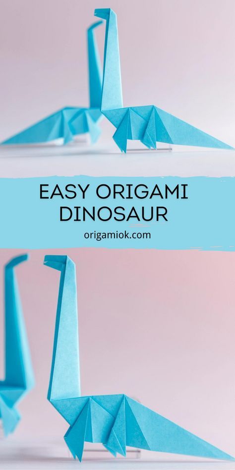 an origami dinosaur is shown with the words easy origami dinosaur on it