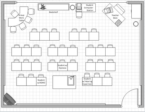 the floor plan for an office with tables and chairs, couches and desks