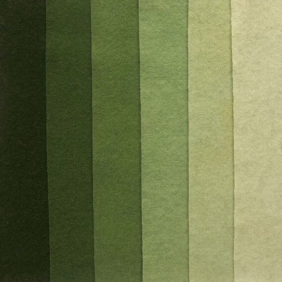 the colors of green are arranged in rows