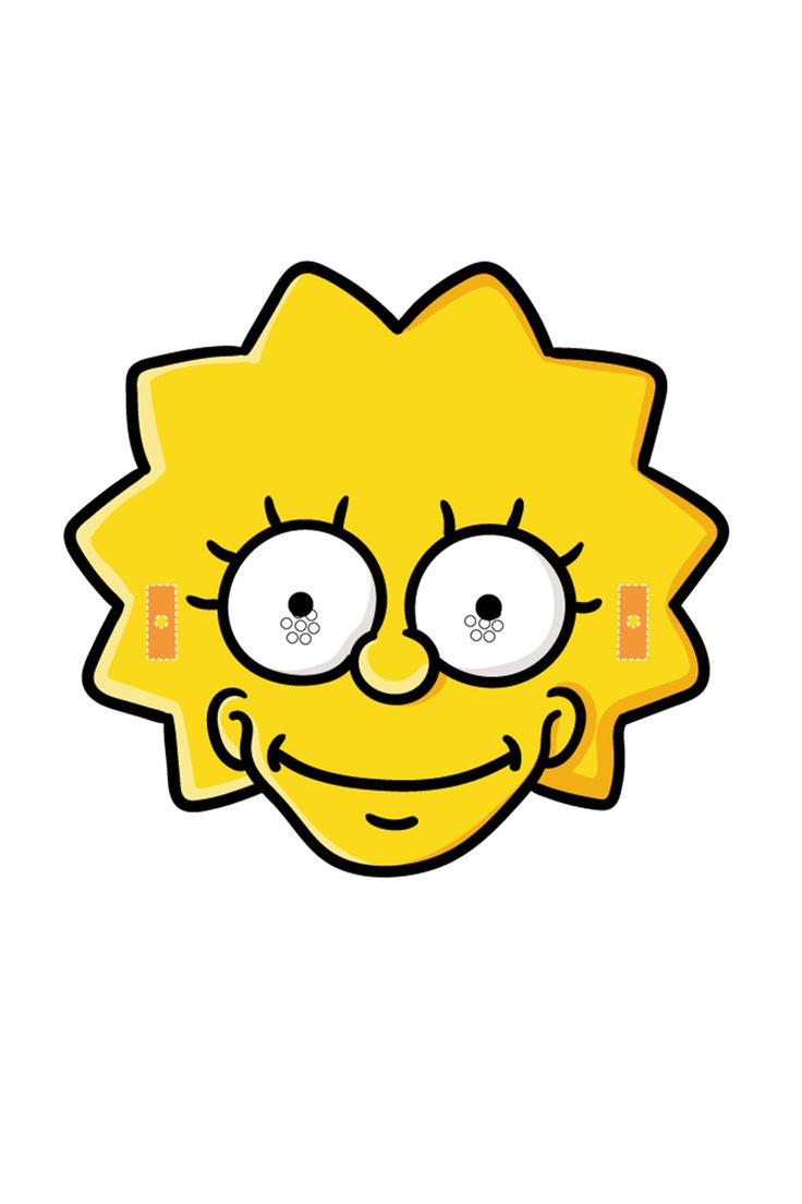 the simpsons face is drawn in yellow and has two eyes, one on top of the other