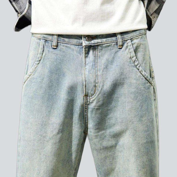 Introducing the 2023 Spring-Summer Collection ââ‚?the loose-form retro jeans for men that brings fashion and retro together with flair! Crafted with premium quality denim and a mid-waist fit. these jeans are the perfect blend of contemporary trend and nostalgic charm.Why They're Your Next Denim Must-HaveBring a wave of rebellion and sophistication to your wardrobe with these edgy. yet polished jeans. Featuring a distinct distressed pattern. loose fit. and a dual zipper & button closure. they'll Summer Relaxed Fit Washed Blue Cargo Jeans, Summer Denim Blue Washed Flare Jeans, Retro Relaxed Fit Cotton Jeans, Casual Cropped Rigid Denim Jeans For Summer, Casual Rigid Denim Cropped Jeans For Summer, Summer Washed Blue Cargo Jeans, Summer Washed Blue Rigid Denim Flare Jeans, Urban Style Denim Blue Jeans For Summer, Urban Denim Blue Jeans For Summer