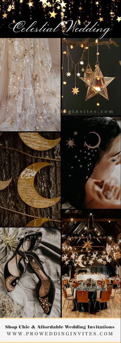 a collage of photos with stars and moon decorations