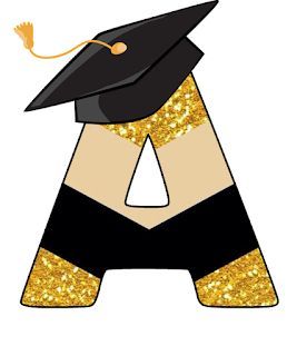 a black and gold graduation cap on top of a pencil with glitter in the background