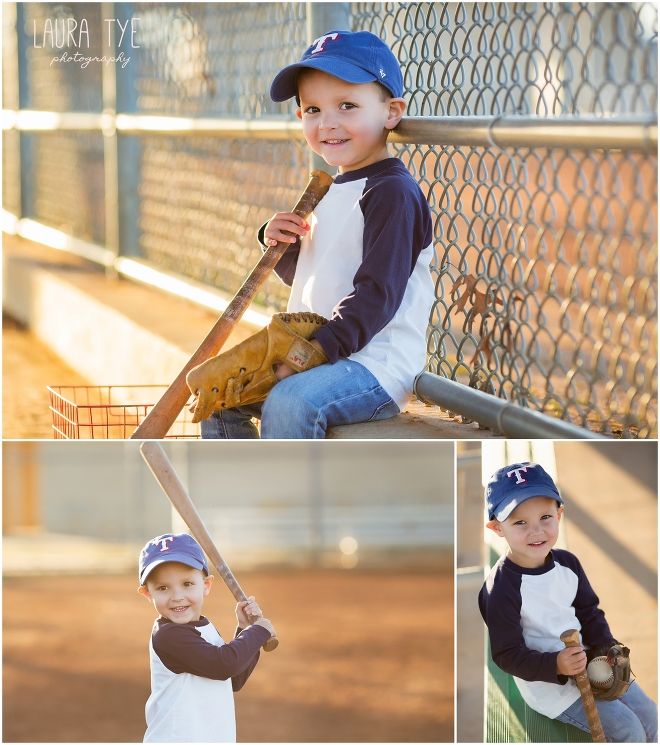 a collage of photos shows a young boy holding a baseball bat and ball in his hands