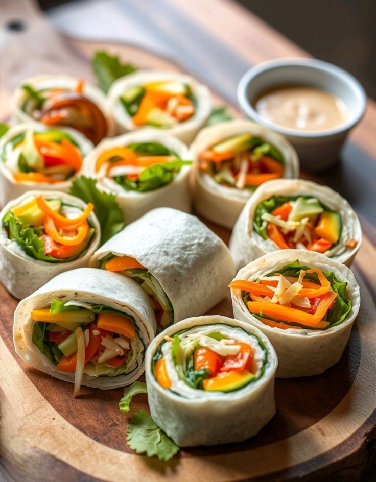 Tortilla Vegetarian wraps Vegetable Wraps Recipes, Tortilla Vegetarian, Healthy Tortilla Wraps, Wraps With Hummus, Wraps Recipes Vegetarian, Homemade Appetizers, Healthy Lunch Wraps, How To Make Wraps, Vegetarian Wraps