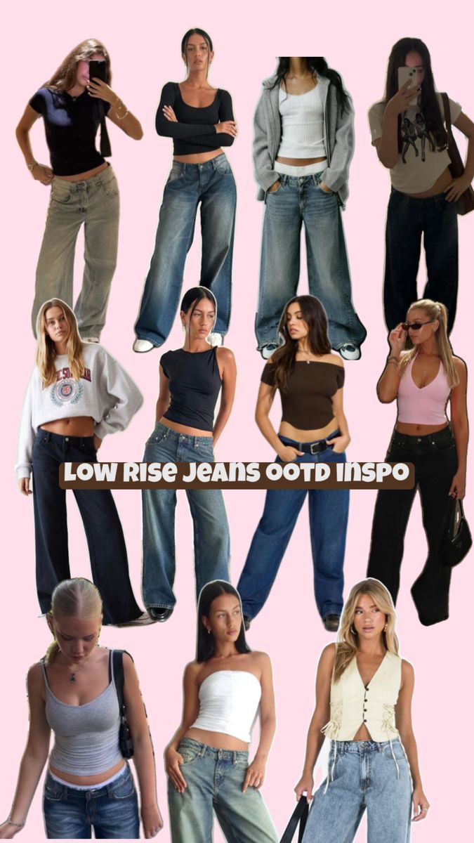 Inspo of low rise jeans Outfits With Low Rise Jeans, Low Rise Jeans Outfits, Low Rise Jeans Outfit, Ootd School, Adriana Lima Style, Low Rise Jean, Ootd Inspo, Jeans Outfit, Adriana Lima