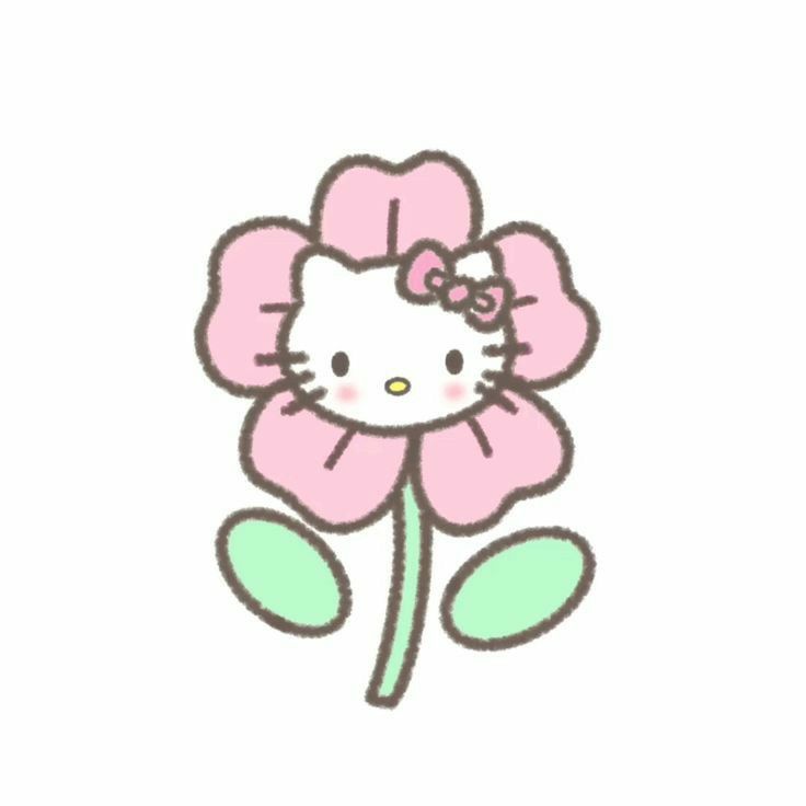 a hello kitty flower with a bow on it's head and the words hello kitty written