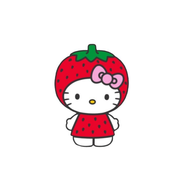 a hello kitty strawberry with a bow on it's head