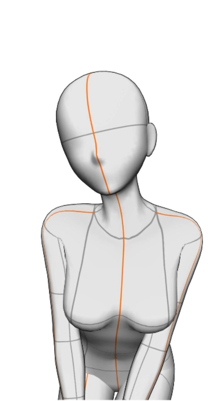 the back view of a woman's body with orange lines on her chest and shoulders