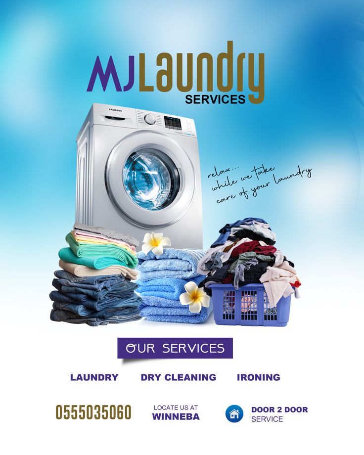 laundry services advertise with washing machine and clothes