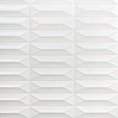 a white wall with several rows of wavy lines on the bottom, and one row at the top