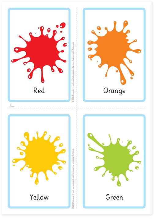 four different color cards with the words red, orange, yellow and green