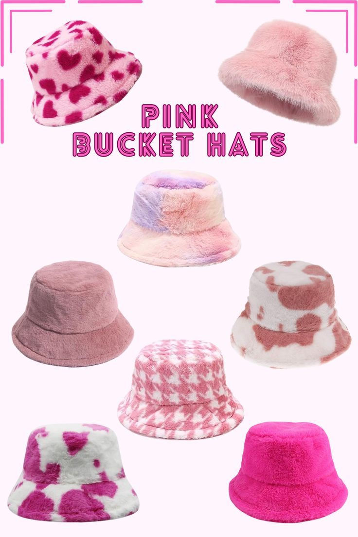 Pink Buckets Hats, Faux Fur Bucket Hats, Hats for Women Pick An Outfit, Pink Bucket Hat, Faux Fur Bucket Hat, Fur Bucket, Fur Bucket Hat, Sewing To Sell, Outfits To Try, Pink Faux Fur, Bucket Hats