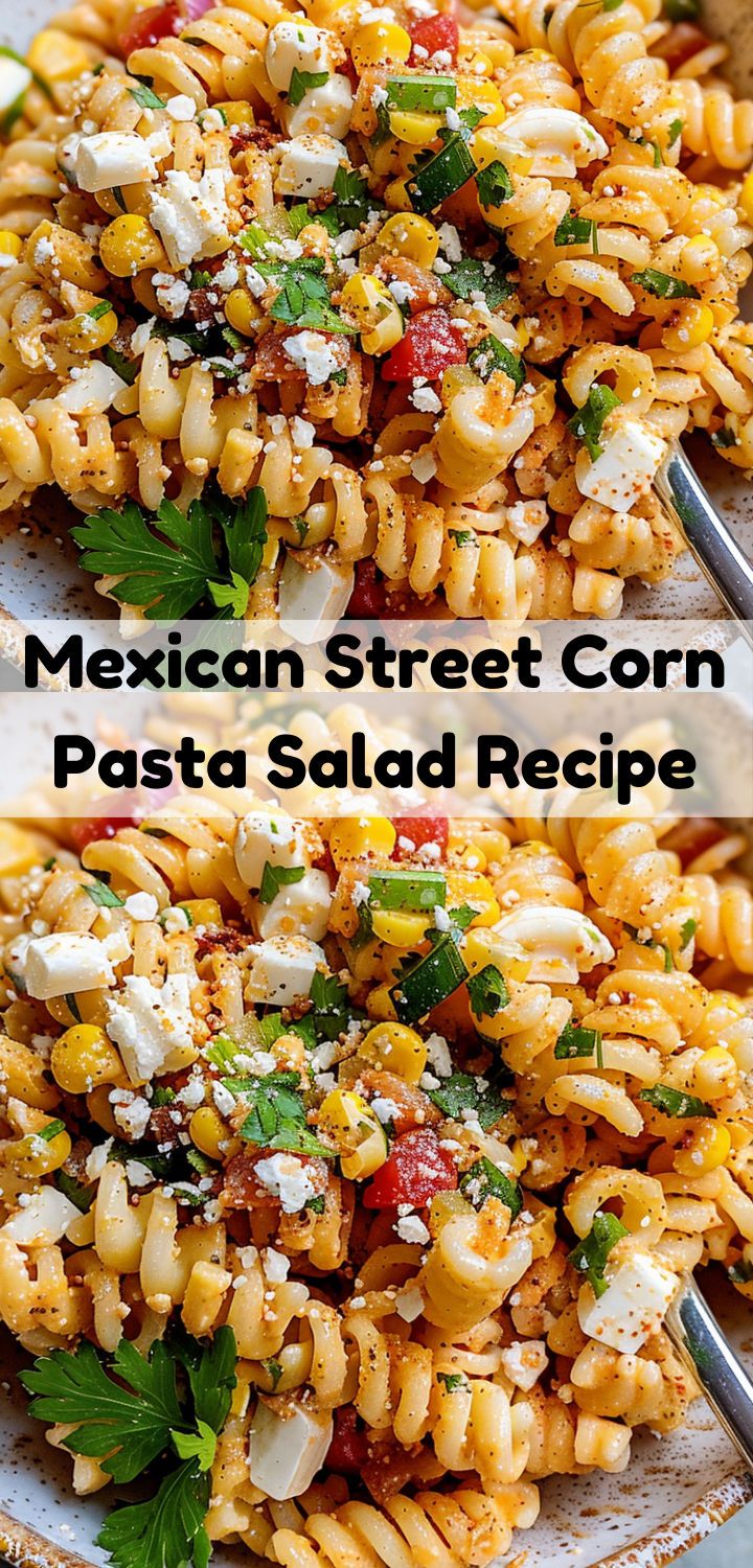 mexican street corn pasta salad recipe on a plate