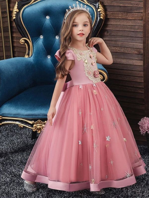 Princess Sleeveless Summer Gown, Pink Sleeveless Pageant Dress For Spring, Princess Style Sleeveless Dress For Summer Pageant, Princess Style Sleeveless Dress For Summer Pageants, Princess Style Sleeveless Summer Dress For Pageant, Pink Sleeveless Dress For Spring Pageant, Sleeveless Princess Gown For Dress-up, Princess Style Sleeveless Gown For Dress-up, Princess Style Dresses With Floral Applique For Pageants