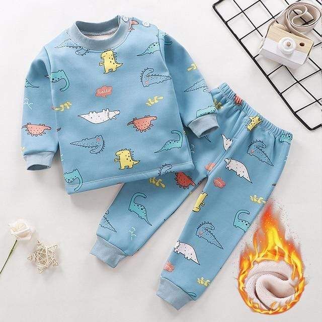 Style 10 / 4T Thicken Pajama Sets Cartoon Cotton Long Sleeve Dinosaur Print Set, Cotton Long Sleeve Sets With Dinosaur Print, Blue Cartoon Print Sleepwear Sets, Blue Cartoon Print Sleep Sets, Cute Dinosaur Print Playwear Sets, Blue Winter Bedtime Sets, Blue Bedtime Sets For Winter, Tops With Pants, Cartoon Pajamas