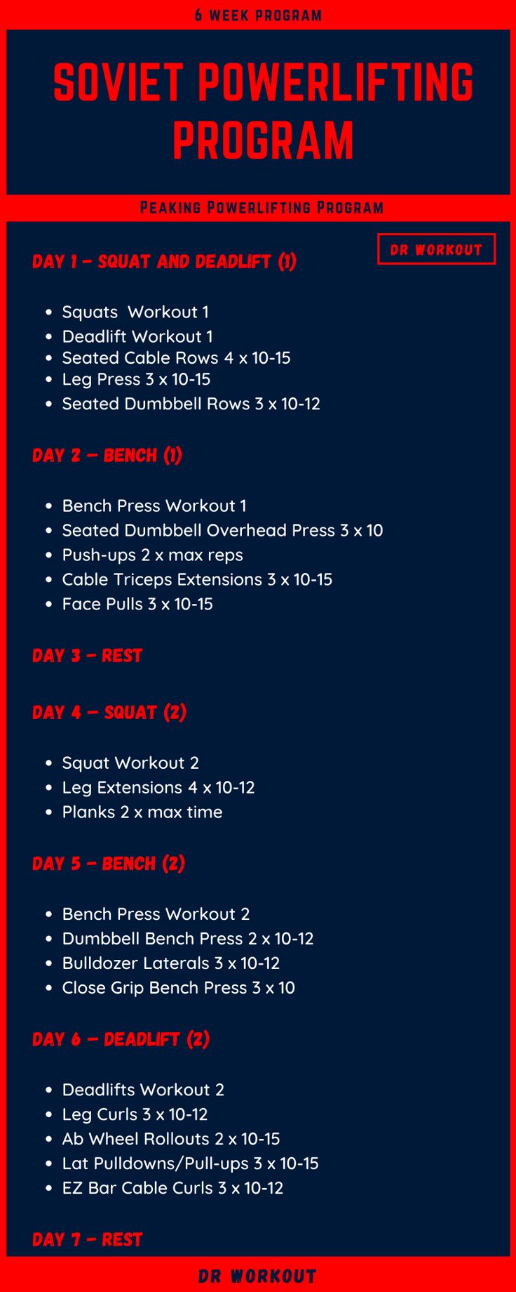 a red and blue poster with the words sovett powerlifting program