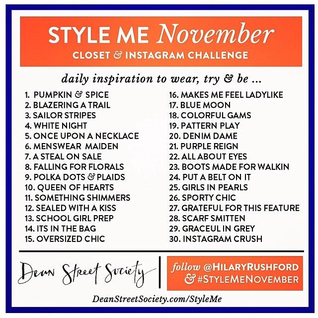 November Style Challenge, Ootd Challenge, November List, Outfit Prompts, Boujee Apartment, November Fashion, Fashion Challenge, November Challenge, 30 Day Challenges