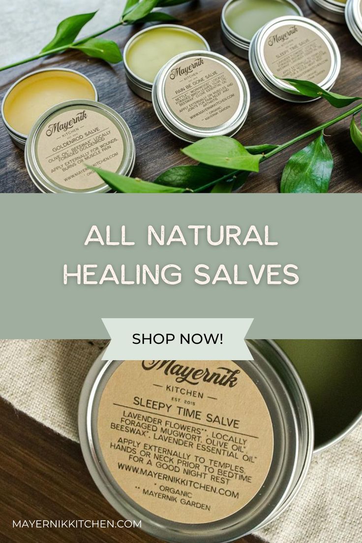 Check out our wide selection of handcrafted herbal salves. We have salves for pain, salves for inflammation, and salves for headaches. Our salves and balms are made from organic, local grown plants. Our topical salves help a variety of ailments and help to moisturize your skin. Shop our herbal salves such as our pain be gone salve, sleepy time salve, and sunshine salve. Salves And Balms, Sore Lower Back, Natural Healing Herbs, Lavender Room Spray, Homemade Salve, Natural Allergy Relief, Natural Immune Boosters, Chapped Hands, Medicinal Herbs Garden