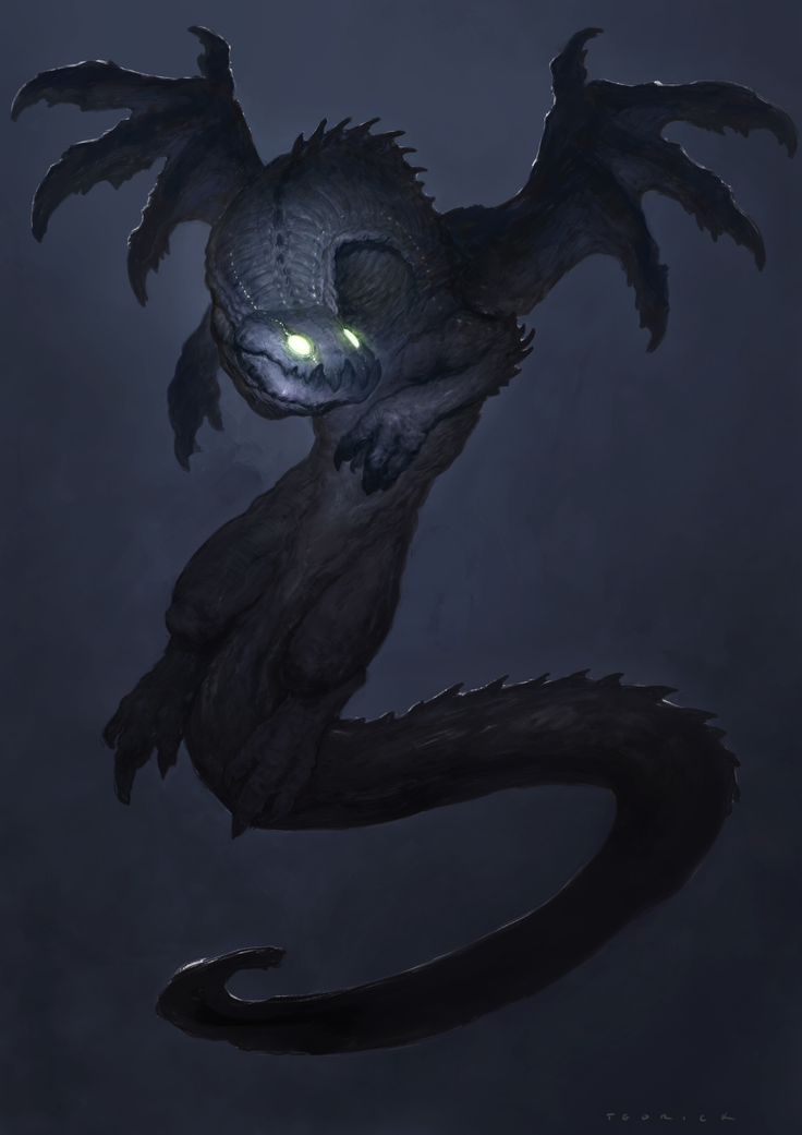 an illustration of a creature with glowing eyes in the night sky, sitting on its hind legs