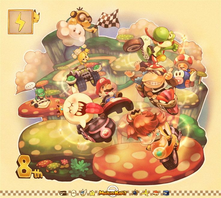 an image of mario kart racing on the nintendo wii game console with other characters