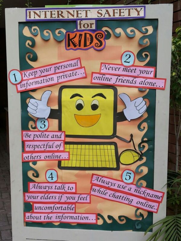 a sign with instructions on how to use the internet for kids's learning and entertainment