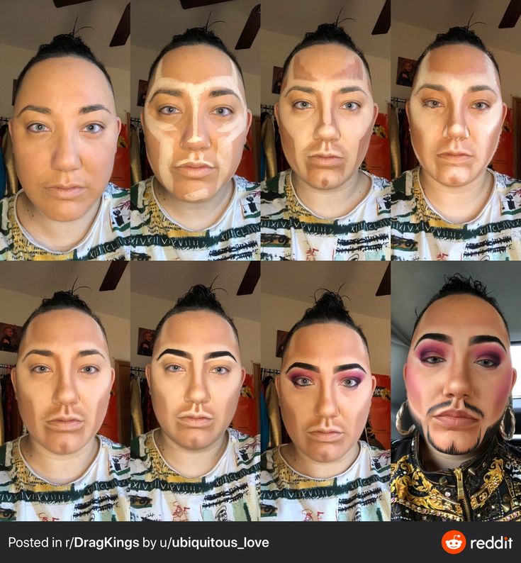 I really liked how this picture shows step by step how this makeup artist did their look. I think the biggest transformation is when she finished her eyebrows. Drag King Makeup, Drag Make-up, Show Makeup, Theatre Makeup, Drag King, Pride Makeup, Drag Makeup, Queen Makeup, Makeup Class