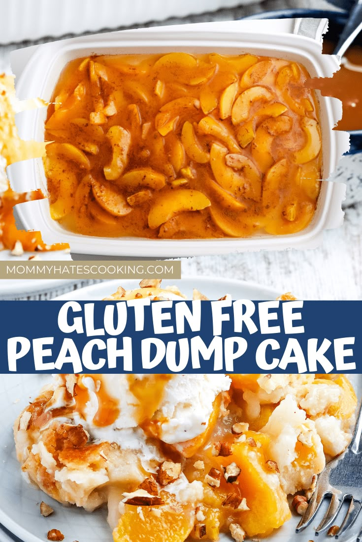 this gluten free peach dump cake is the perfect dessert