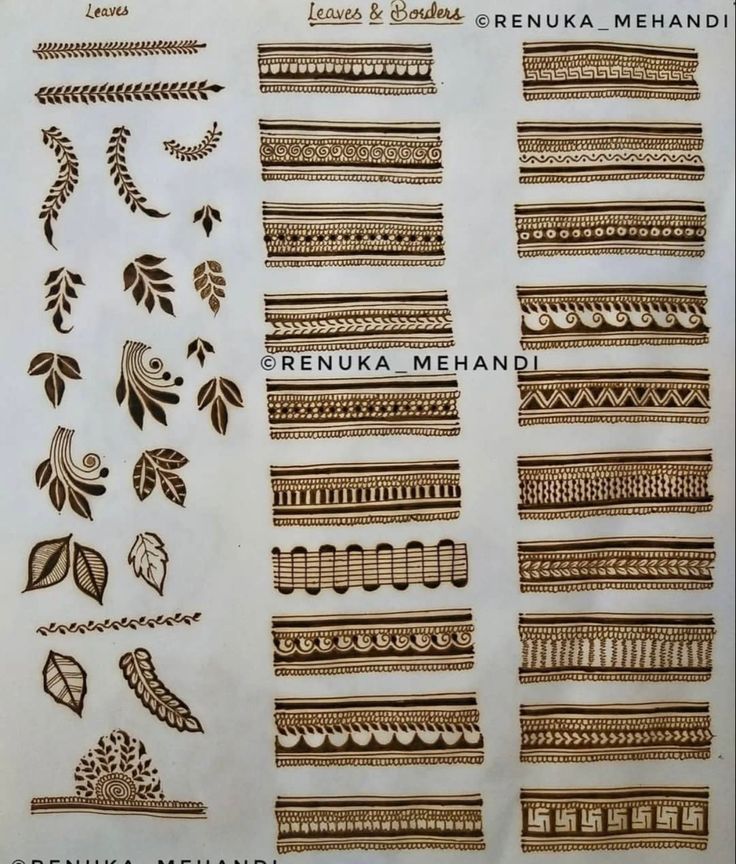 some different types of henna designs on a sheet