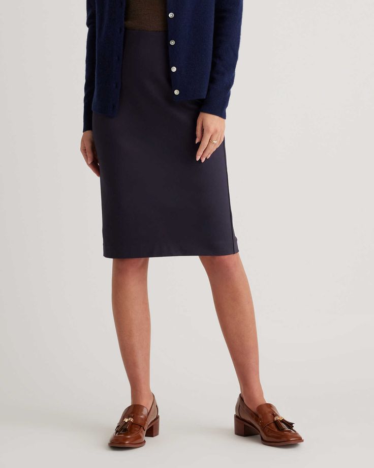 Ultra-Stretch Ponte Pencil Skirt Ponte Skirt, Wishlist 2024, Feminine Wardrobe, Ponte Fabric, Just Run, Breasted Blazer, Double Breasted Blazer, Wardrobe Style, Monday Morning