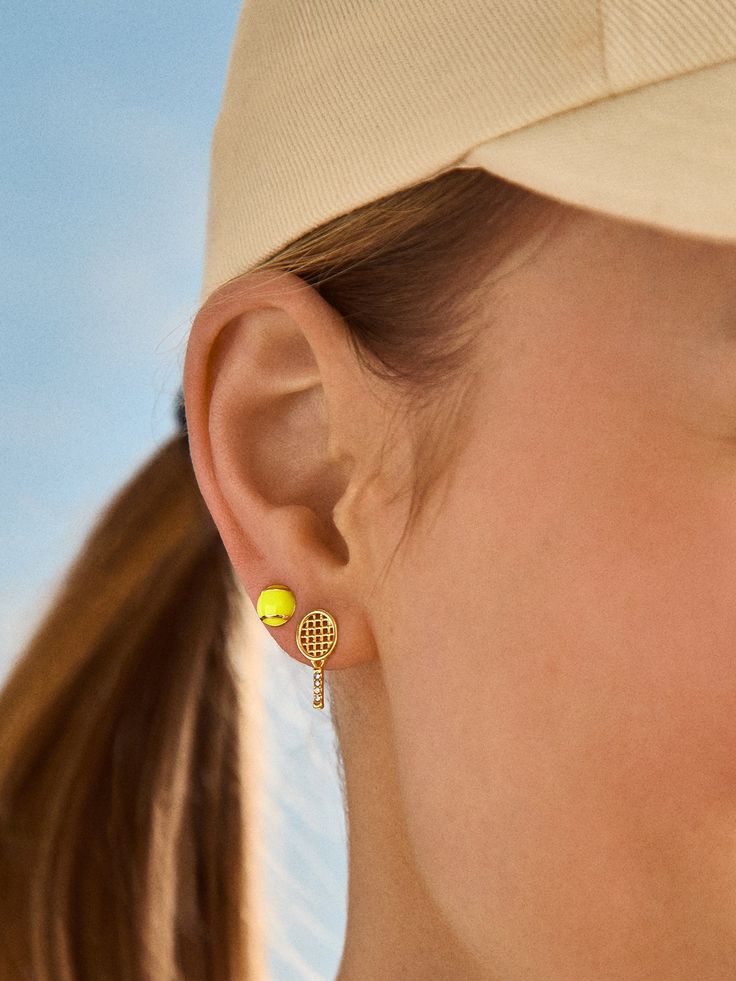 Serve the winning point with the Match Point Earring Set — complete with sparkling racket earrings and tennis ball earrings. Wear the pair that reflects your everyday mood, or mix and style both to create an ace ear stack. It’ll be love at first serve either way. Tennis Earrings, 3d Jewelry, Match Point, Be Love, Spring Event, Ear Stack, Ball Earrings, Hole In One, Tennis Ball