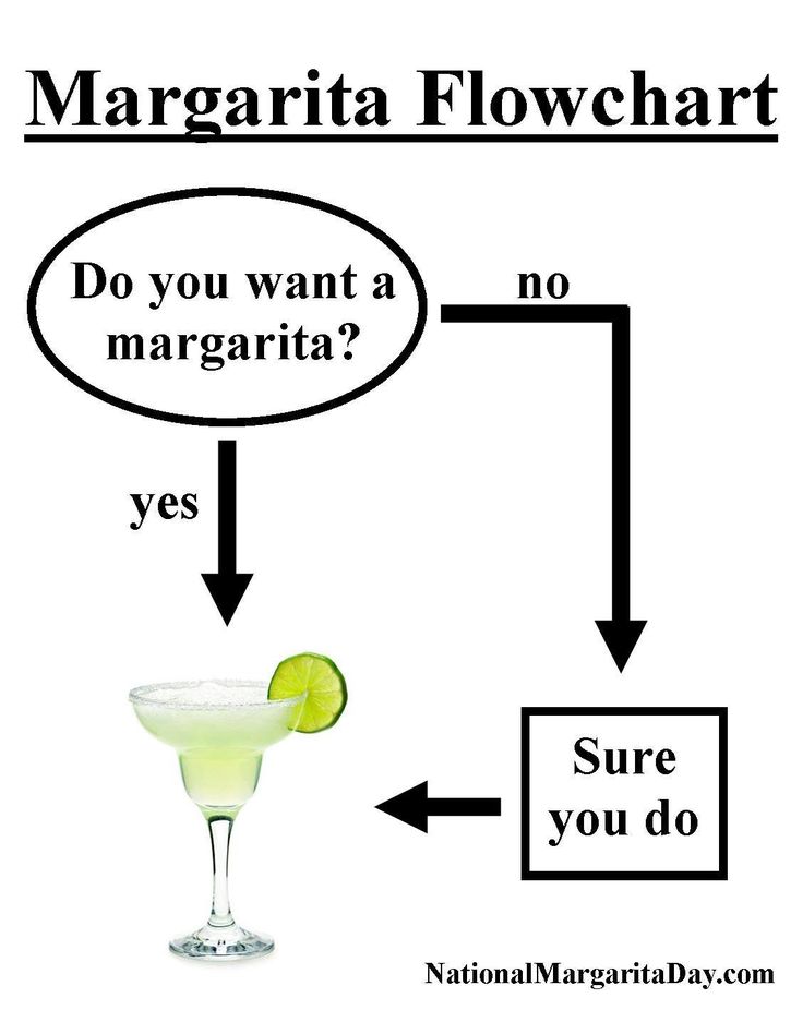 margarita flowchart is shown with the words do you want a margarita? yes sure you do