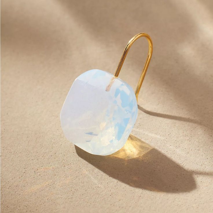 14k Gold-Plated 925 Silver, Glass Ear Wire Styling Size: 1"L Imported Anthropologie Jewelry, Opal Color, Silver Glass, White Opal, Ear Wire, Crystal Earrings, Silver Gold, 925 Silver, Floating