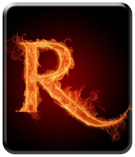 the letter r is made up of fire