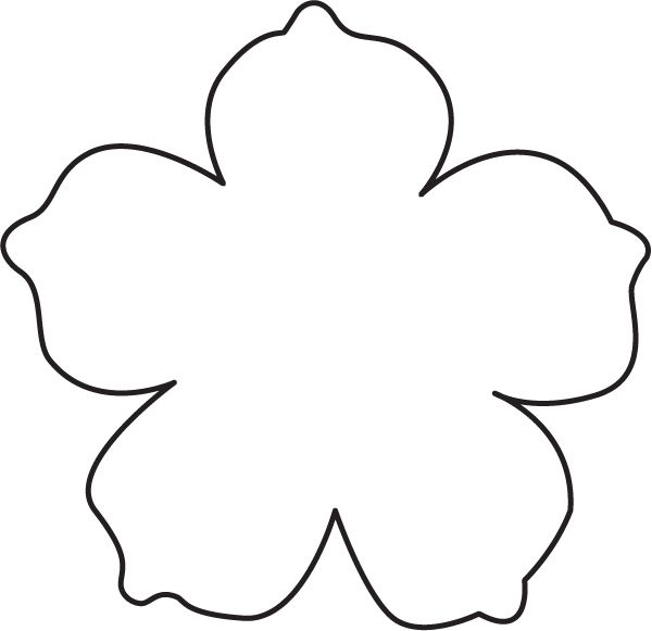 the outline of a flower with four petals on it's center and two leaves at the top